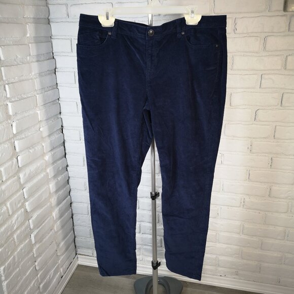 Lauren Conrad Ladies Size 16S Navy Zipper & Button Closure Soft Corduroy Pants - Picture 1 of 13